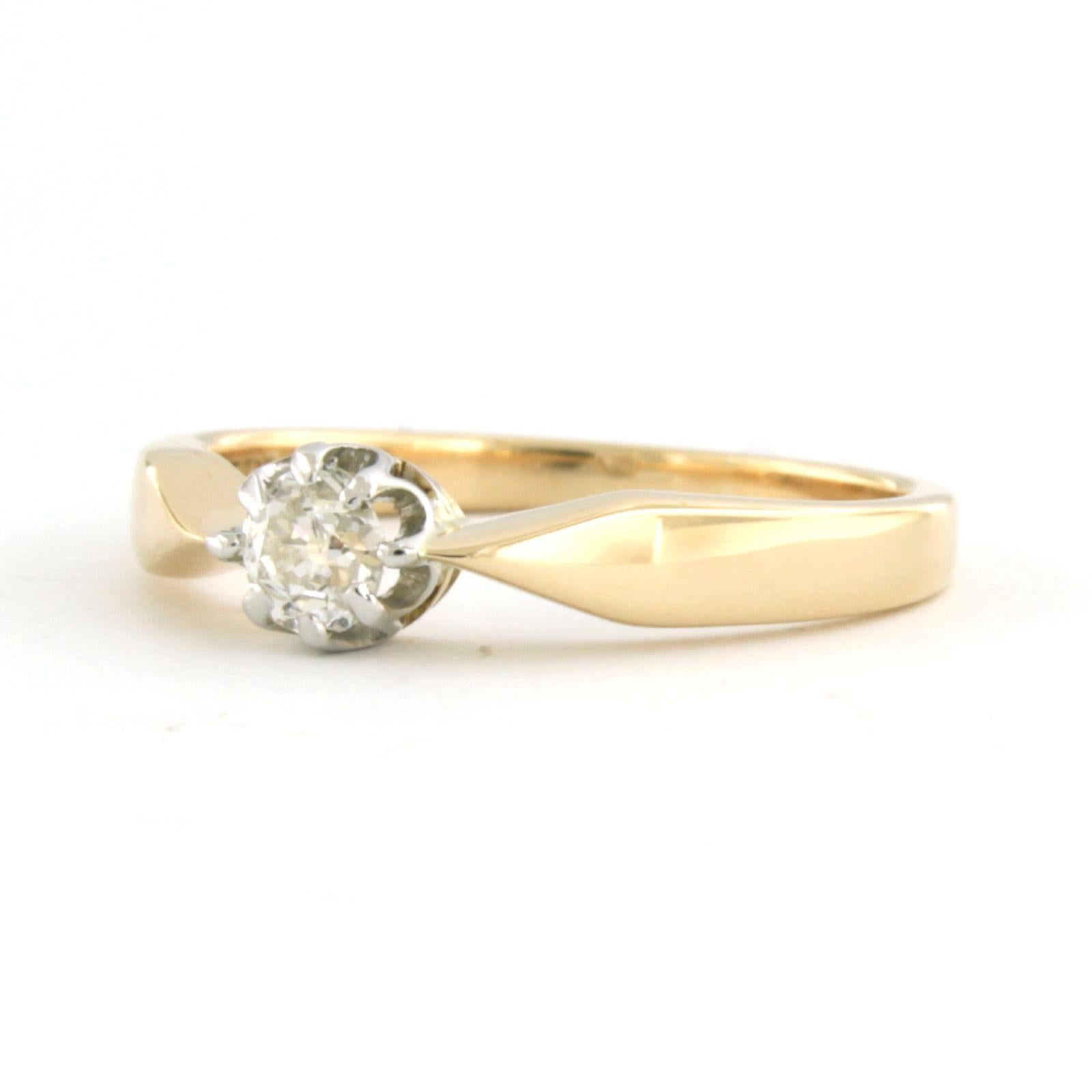 ART NOUVEAU solitaire ring with old mine cut diamond up to 0.25ct 14k gold In Excellent Condition For Sale In The Hague, ZH