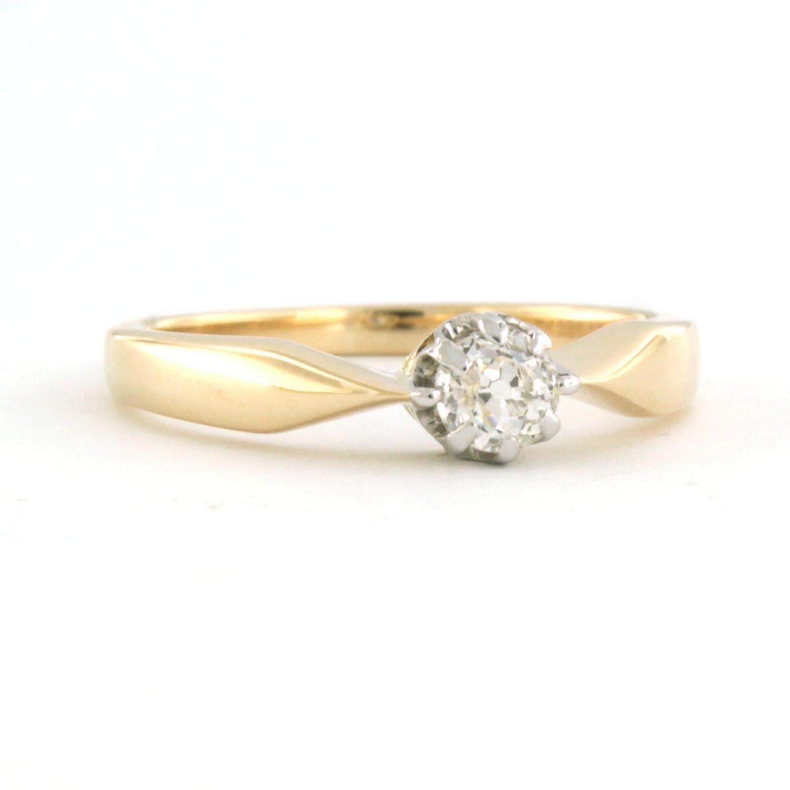 Women's ART NOUVEAU solitaire ring with old mine cut diamond up to 0.25ct 14k gold For Sale
