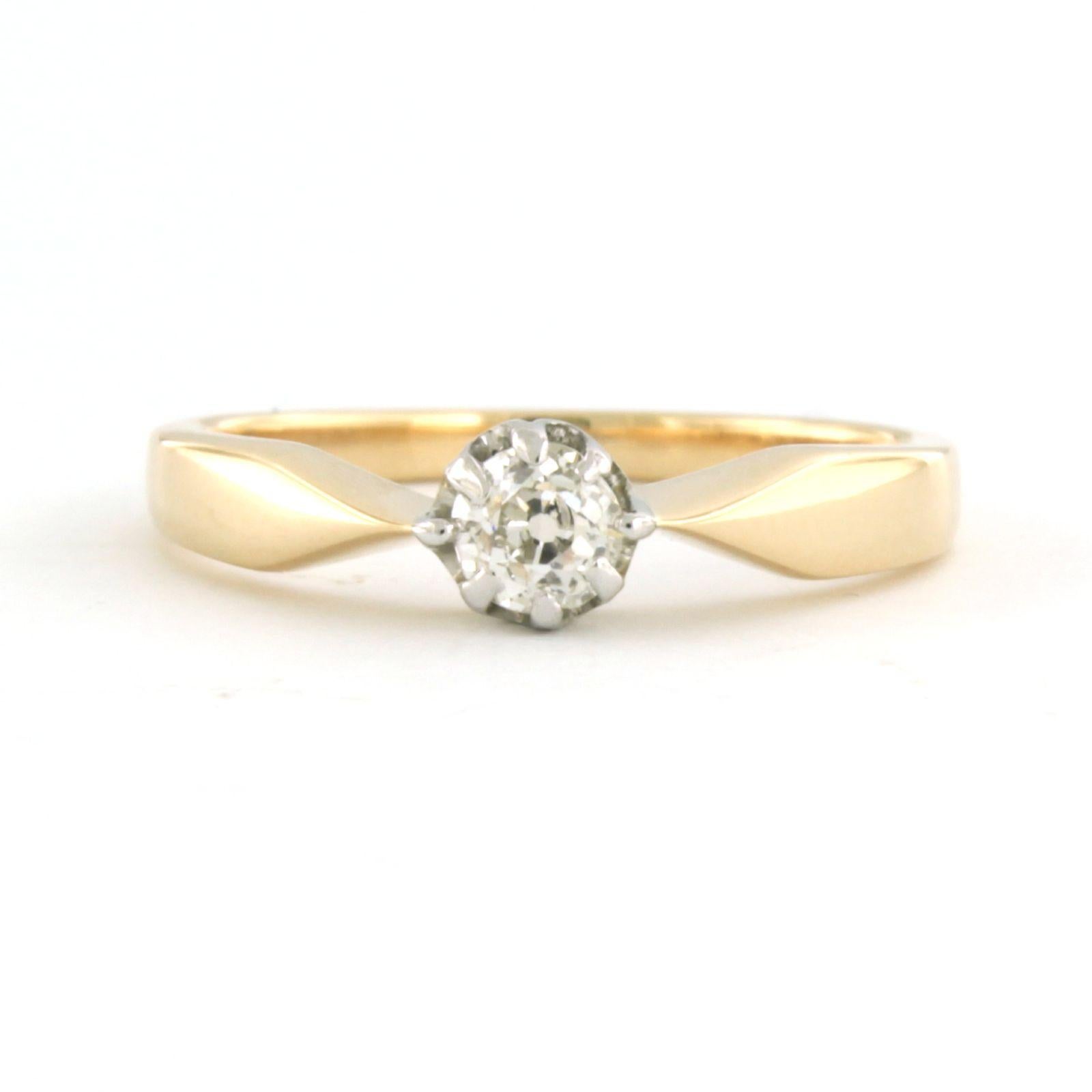ART NOUVEAU solitaire ring with old mine cut diamond up to 0.25ct 14k gold For Sale 1