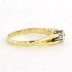ART NOUVEAU Anello solitario con diamante taglio old mine fino a 0,50ct in oro 14k
