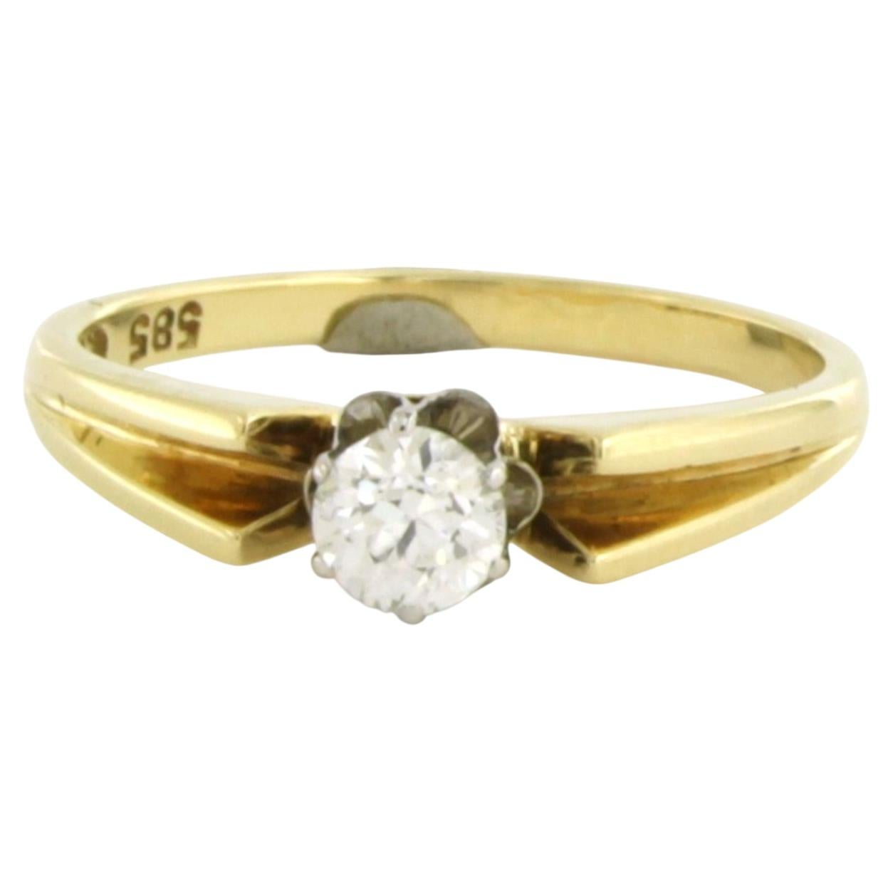 ART NOUVEAU Solitaire ring with old mine cut diamond up to 0.50ct 14k gold