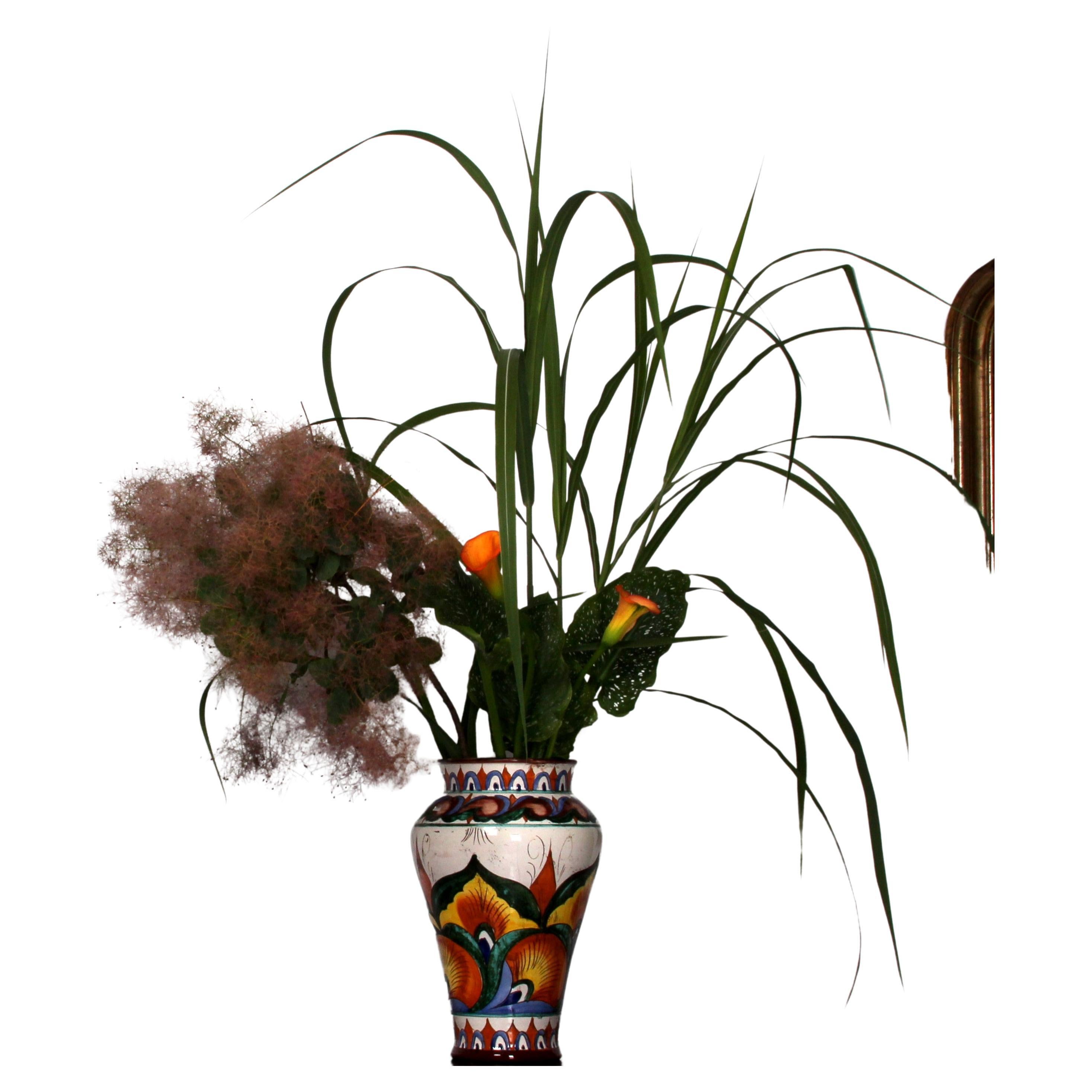 Une joie de donner une belle Fayence française  Vase de sol
fantastique motif Art Nouveau - Impressing Colours

Fabricant 	inconnu  -  marqués 
Période de conception 	1915 - 1925
Pays de fabrication : France 
 H / hauteur : 46 cm ~  Gew. / weight :