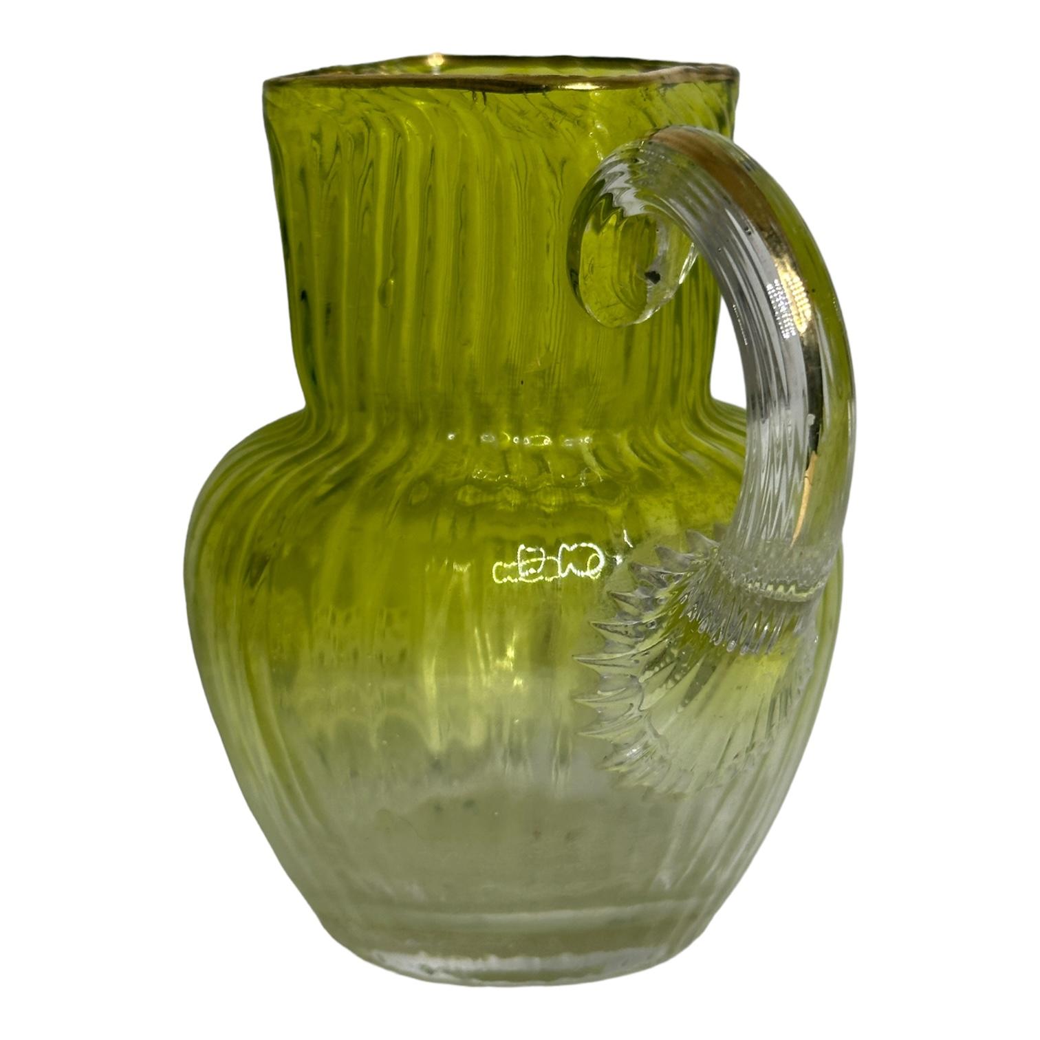 Early 20th Century Art Nouveau Souvenir Glass Creamer or Small Vase Antique, German Glassware For Sale