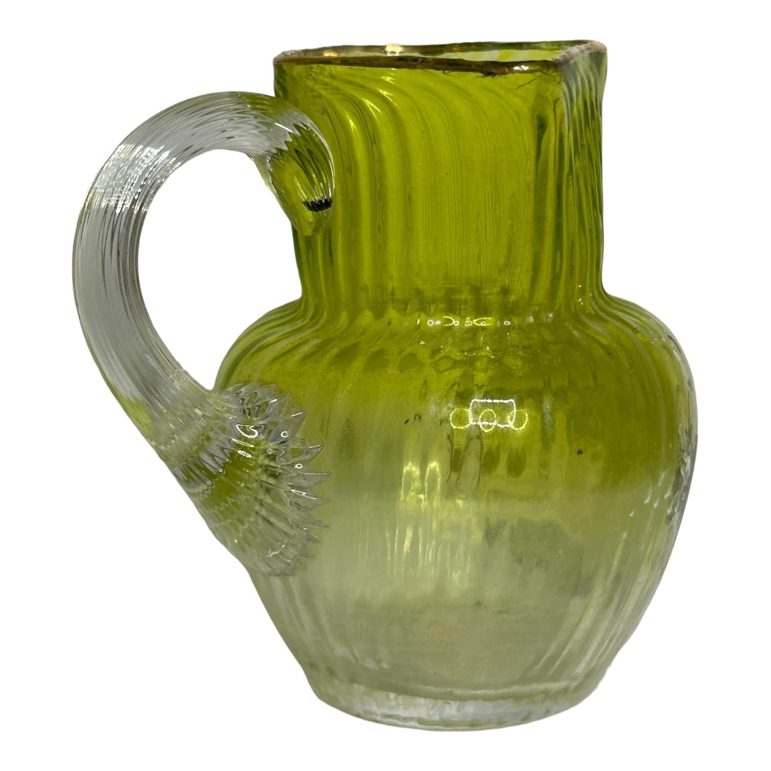 Art Nouveau Souvenir Glass Creamer or Small Vase Antique, German Glassware For Sale 1
