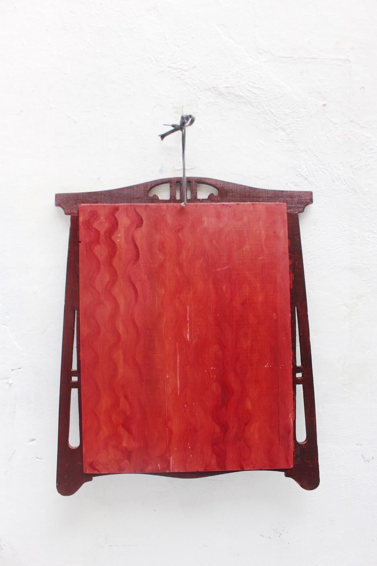 Art Nouveau Spanish Thin Wood Wall Mirror, 1900s For Sale 2