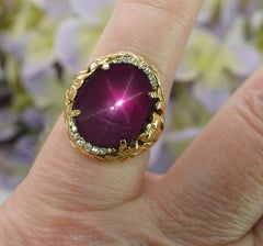 Jugendstil Spaulding GIA 9,4ct Natural Star Ruby Diamond Ring 18K Gold Designer