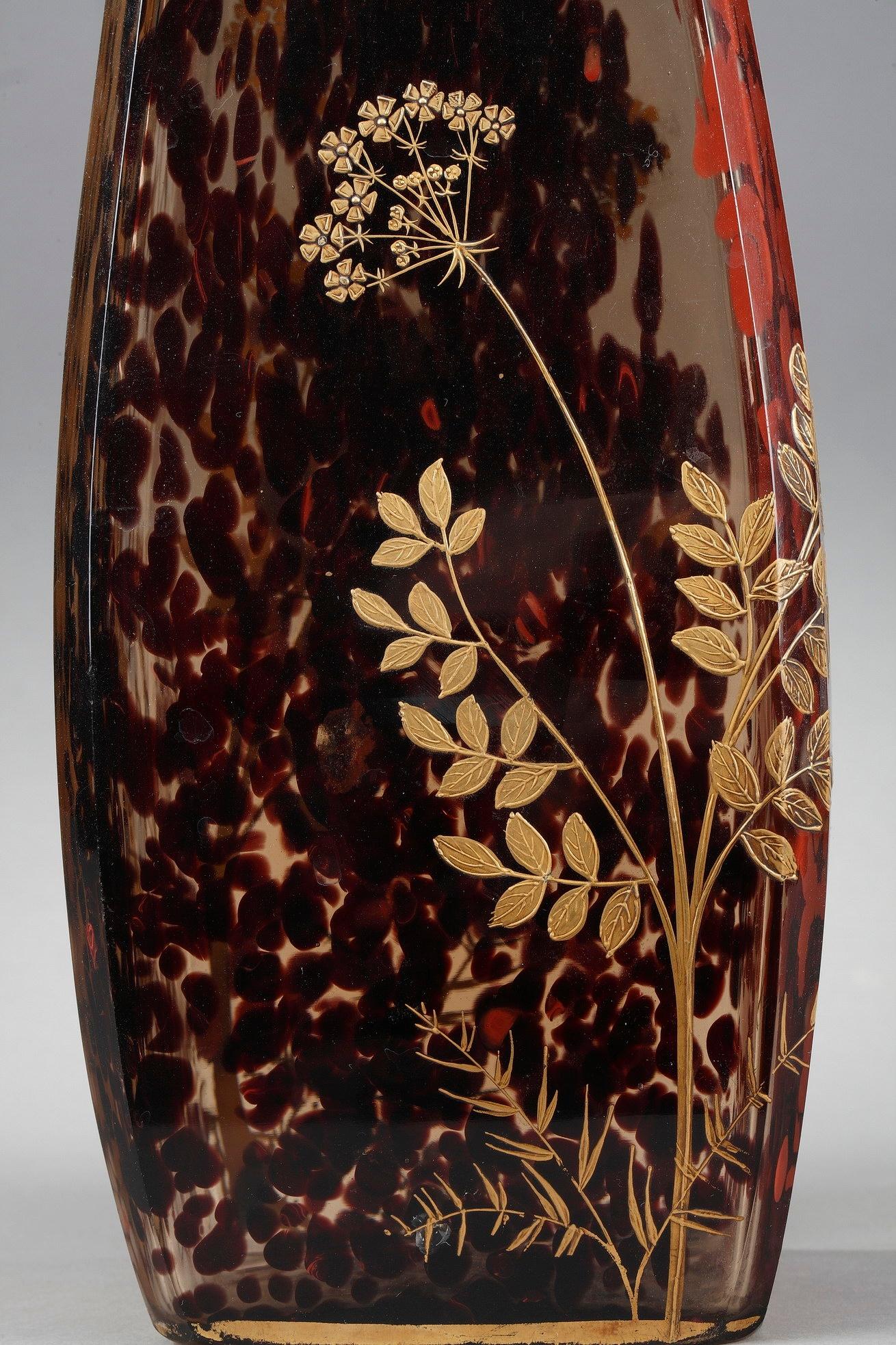 Vase aus gesprenkeltem Glas im Jugendstil, Ernest Lveill zugeschrieben im Angebot 3