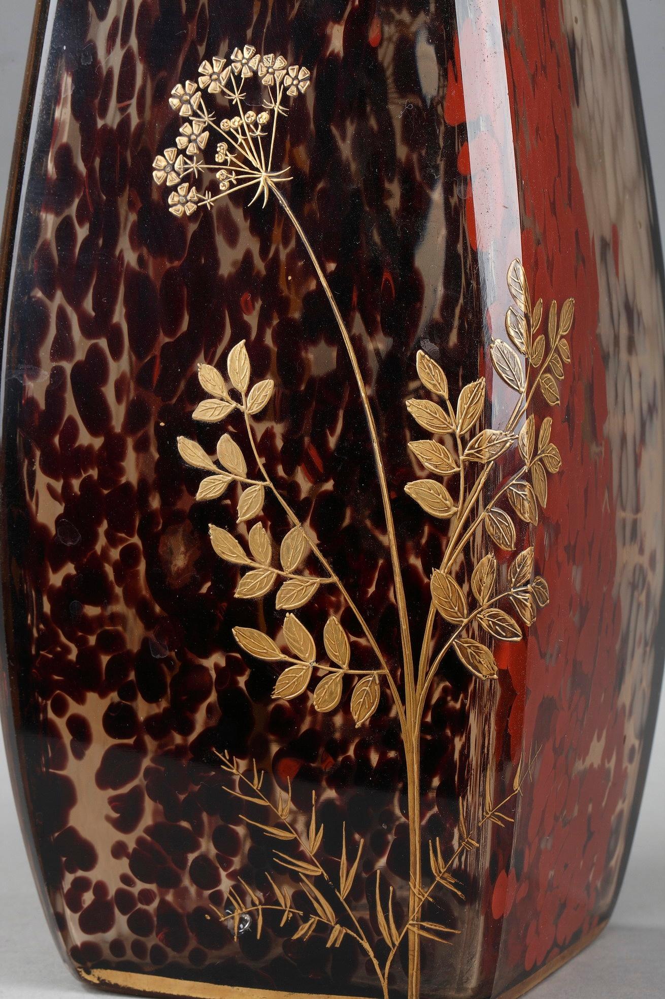 Vase en verre moucheté Art Nouveau attribué à Ernest Lveill en vente 4