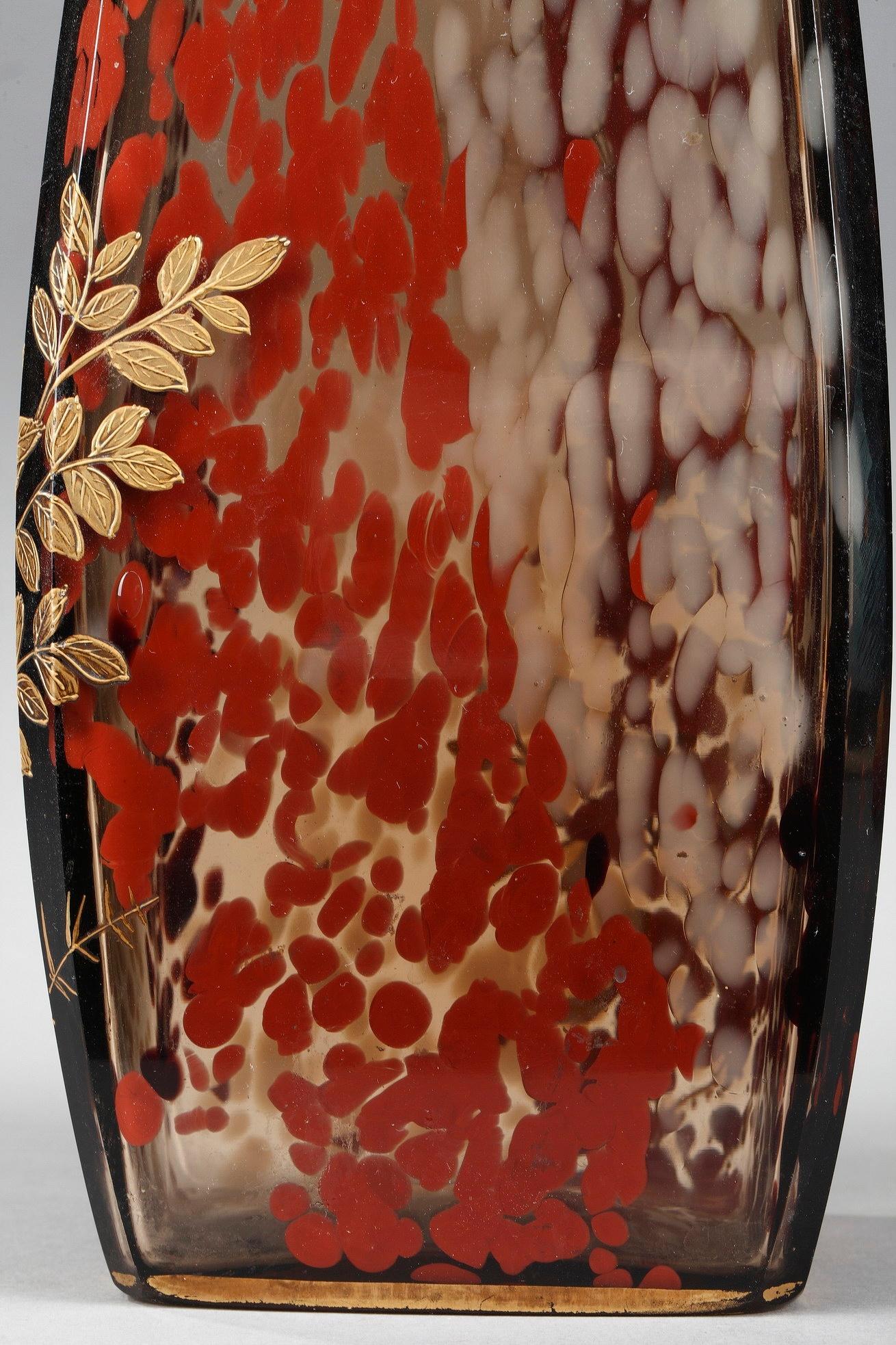 Art Nouveau Speckled Glass Vase Attributed to Ernest Léveillé For Sale 7