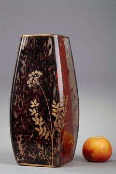 Art Nouveau Speckled Glass Vase Attributed to Ernest Léveillé
