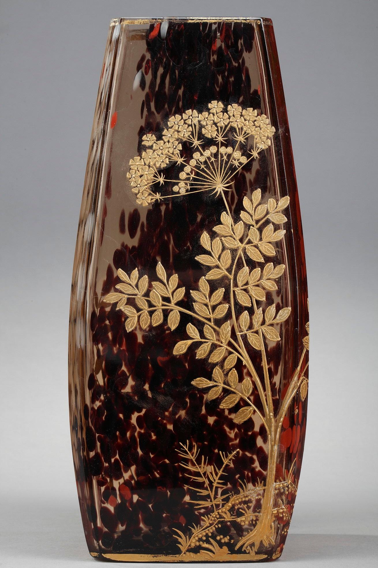 Vase aus gesprenkeltem Glas im Jugendstil, Ernest Lveill zugeschrieben (19. Jahrhundert) im Angebot