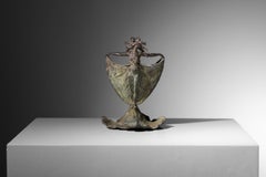Art Nouveau spelter vase decorated with a dancer - J460