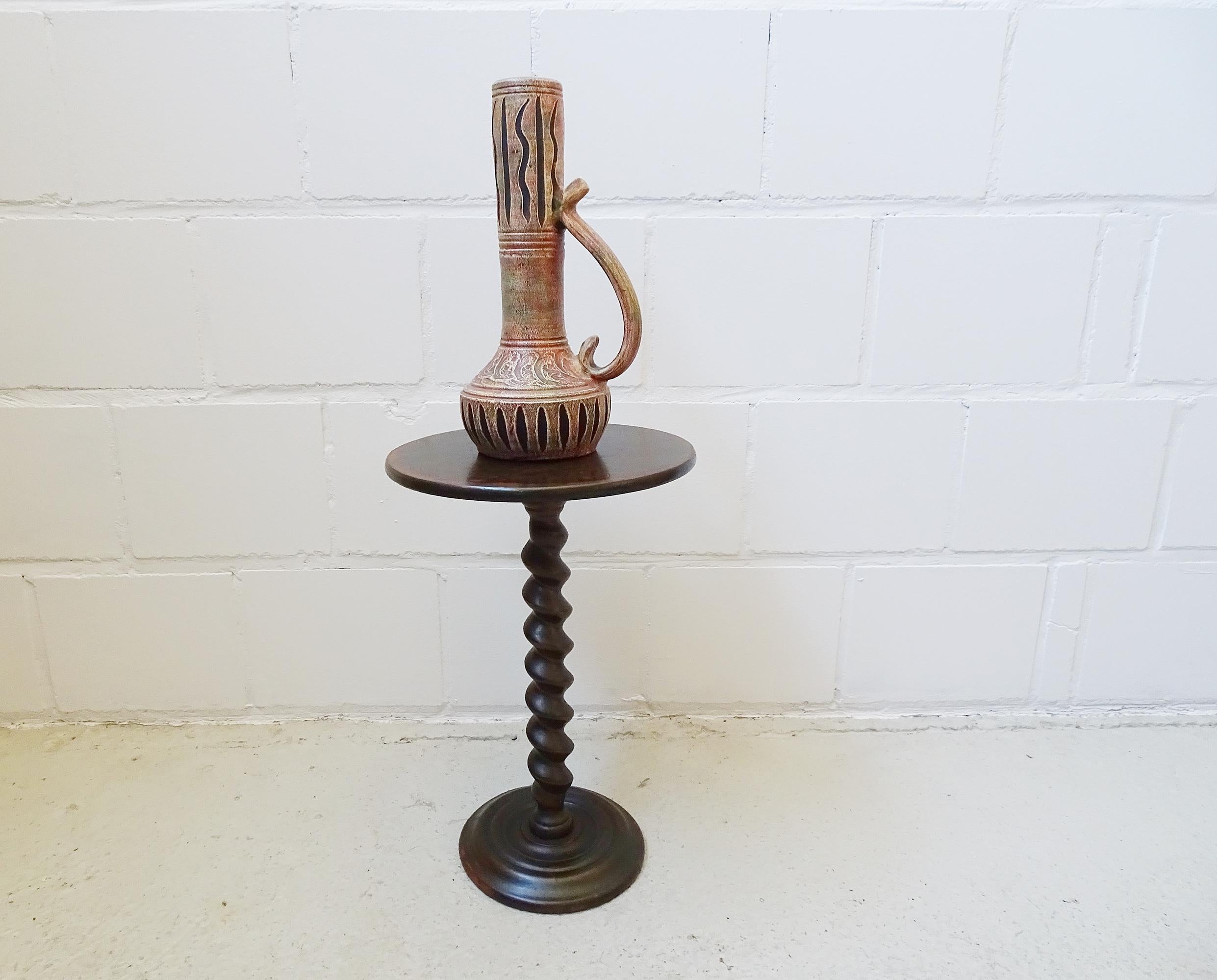 Art Nouveau Spiral carved Leg Side Martini Table, Column, France 1900 2