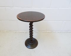 Art Nouveau Spiral carved Leg Side Martini Table, Column, France 1900