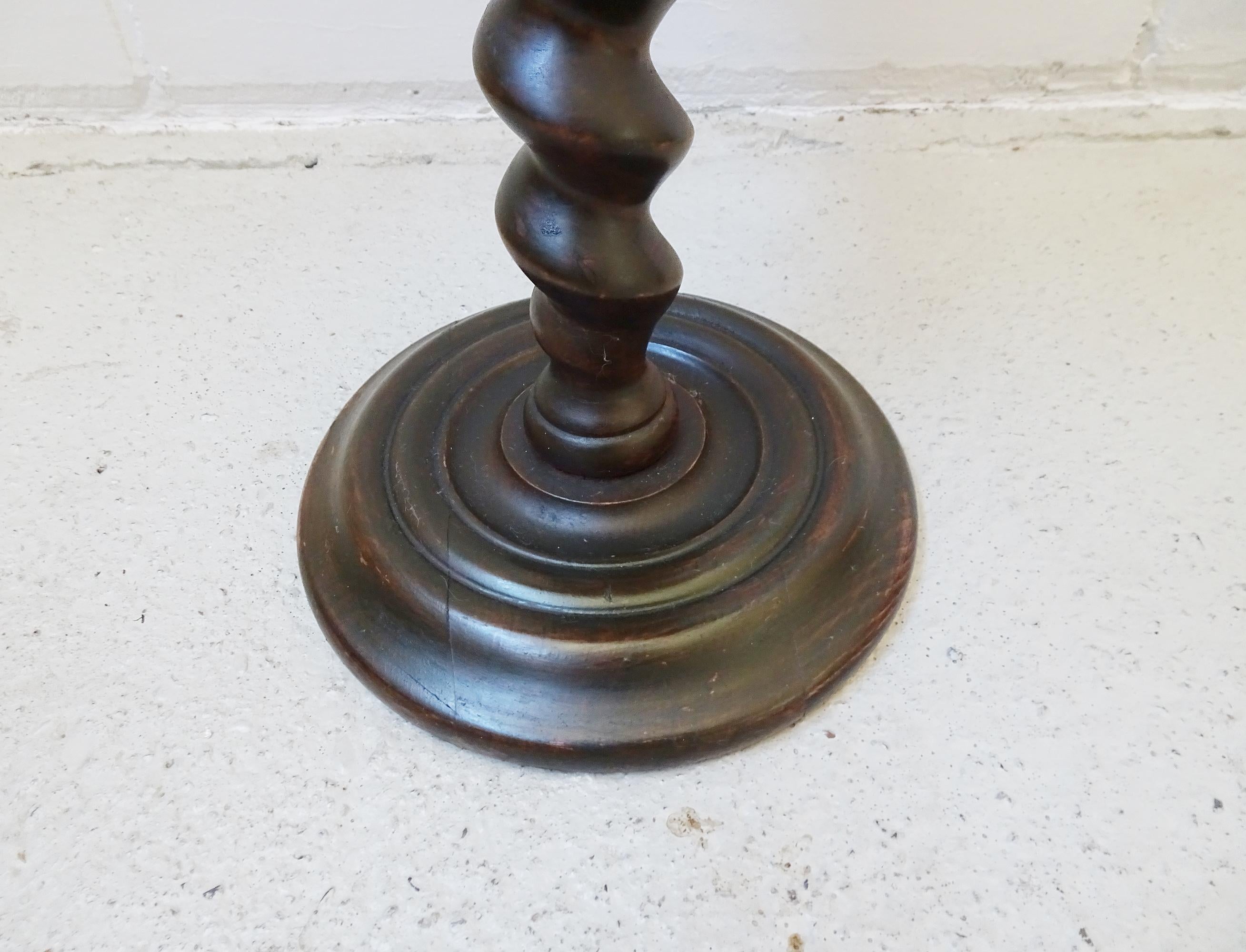 19th Century Art Nouveau Spiral carved Leg Side Martini Table, Column, France 1900