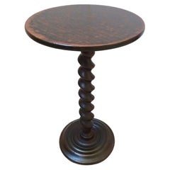 Antique Art Nouveau Spiral carved Leg Side Martini Table, Column, France 1900