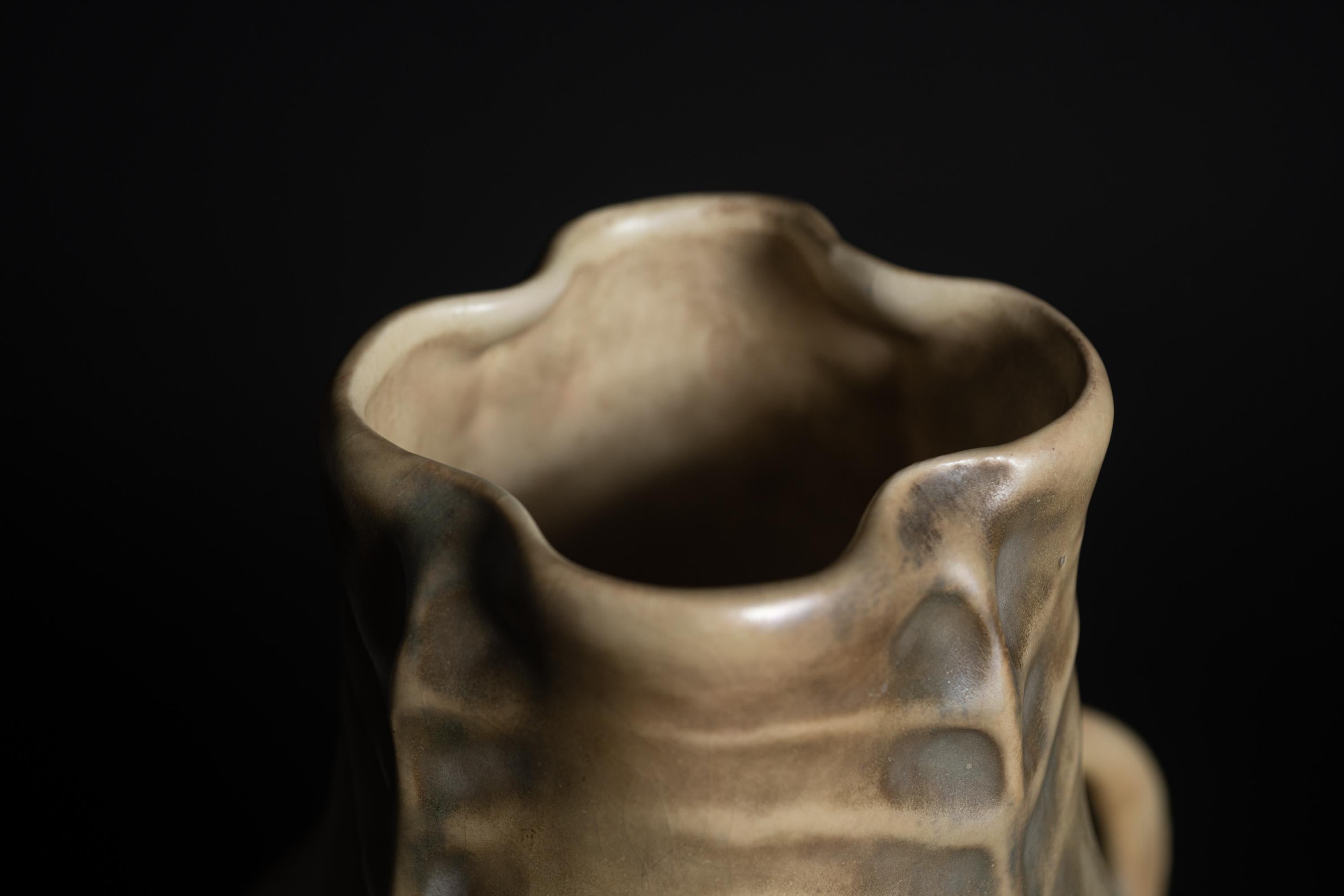 Earthenware Art Nouveau Spiral Leaf Vase by Paul Dachsel for RStK Amphora For Sale