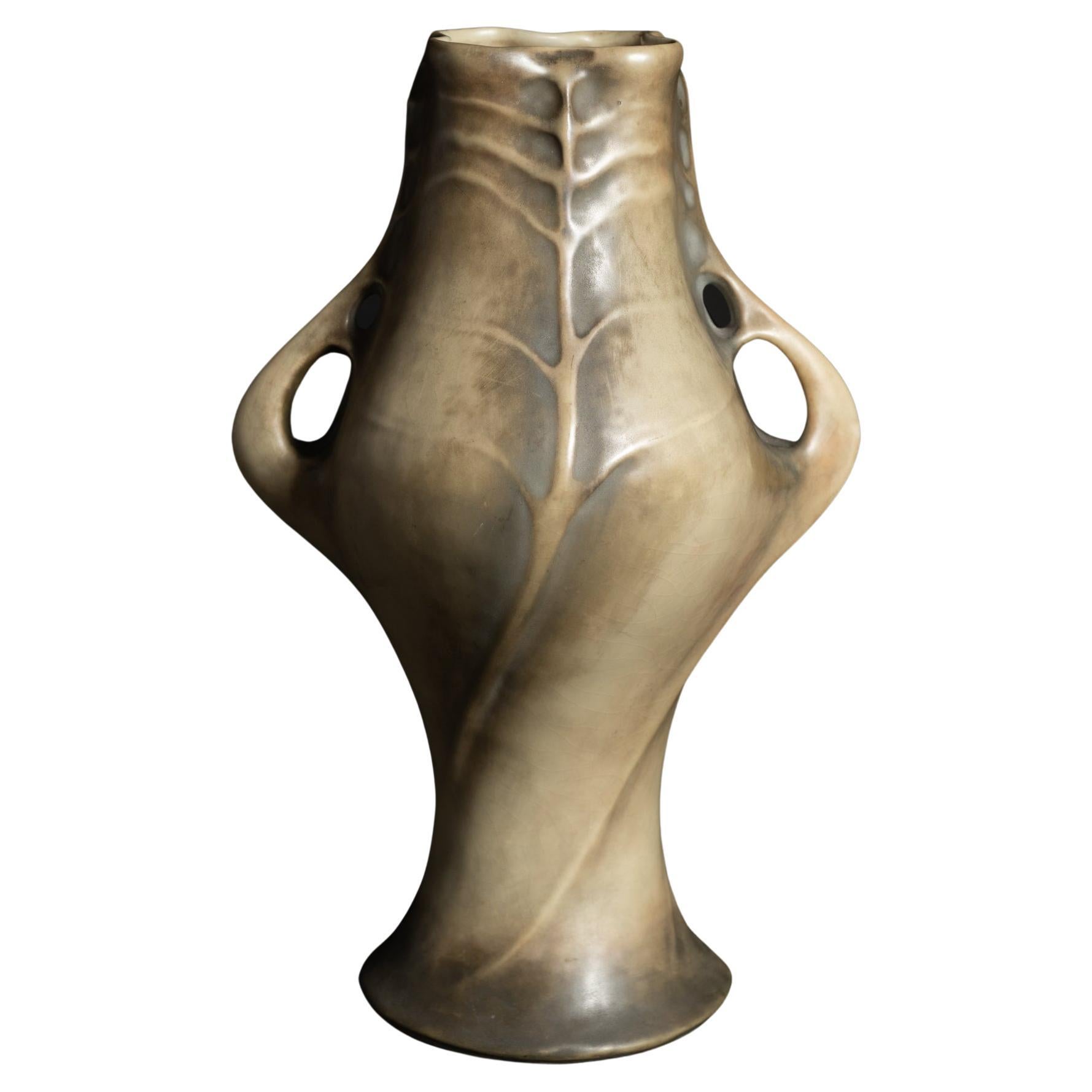 Art Nouveau Spiral Leaf Vase by Paul Dachsel for RStK Amphora For Sale
