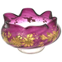 Art Nouveau Spiral Purple Crystal Bowl, circa 1900