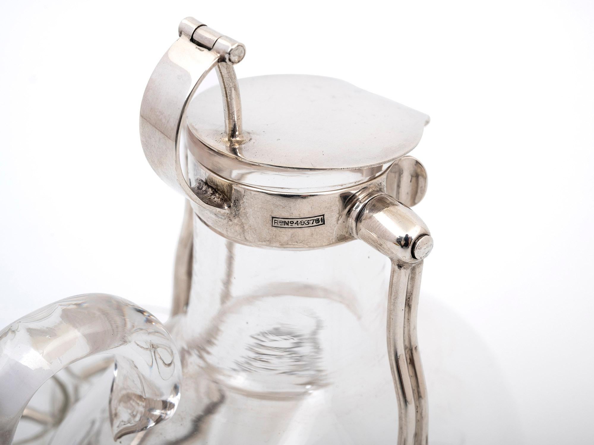 Silver Art Nouveau Spirit Decanter Hukin & Heath For Sale