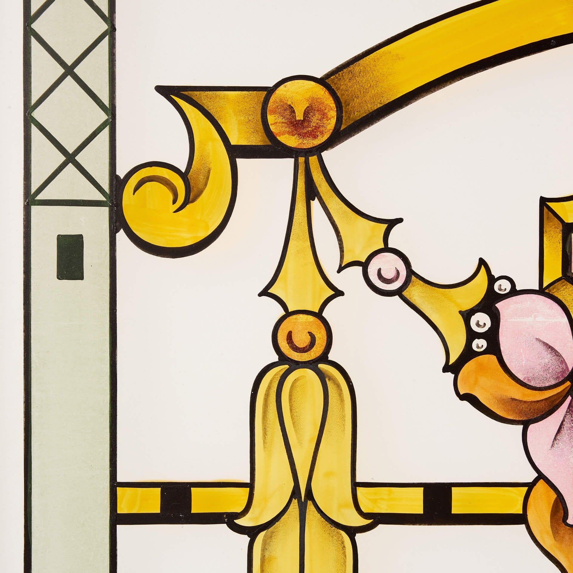 Anglais Art Nouveau Vitrail et fenêtre gravée en vente