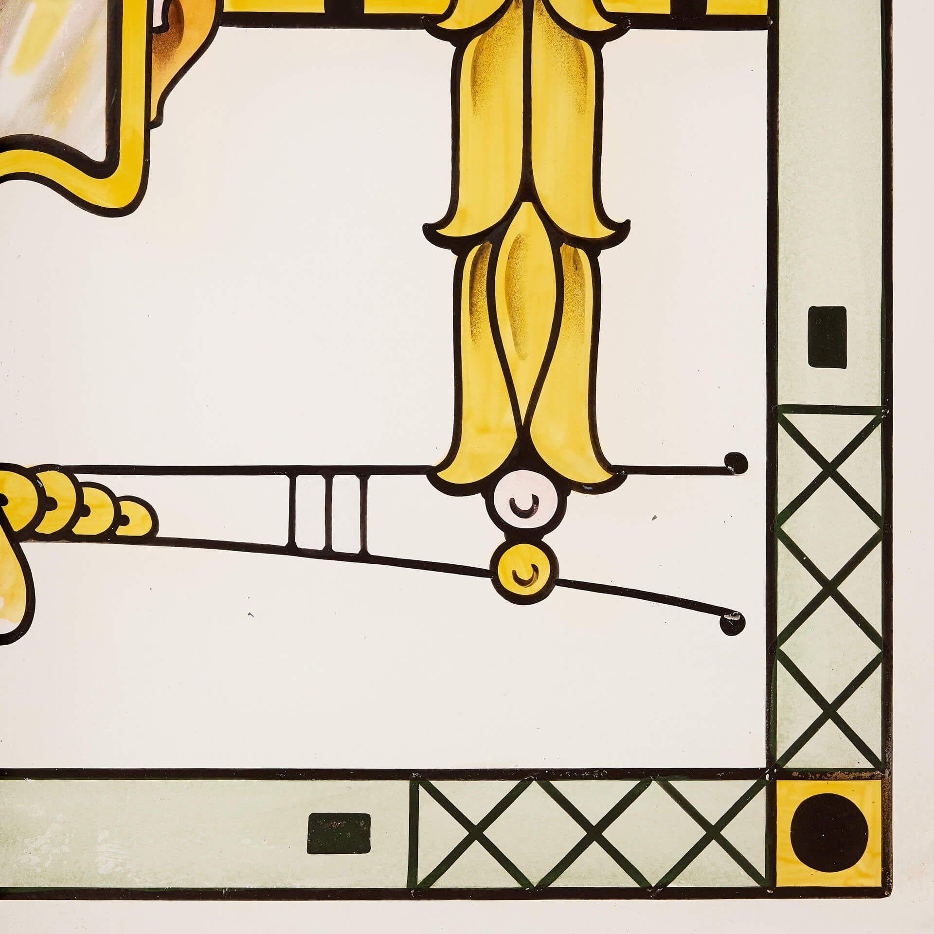 Anglais The Window Art Nouveau avec vitrail et meneau en vente