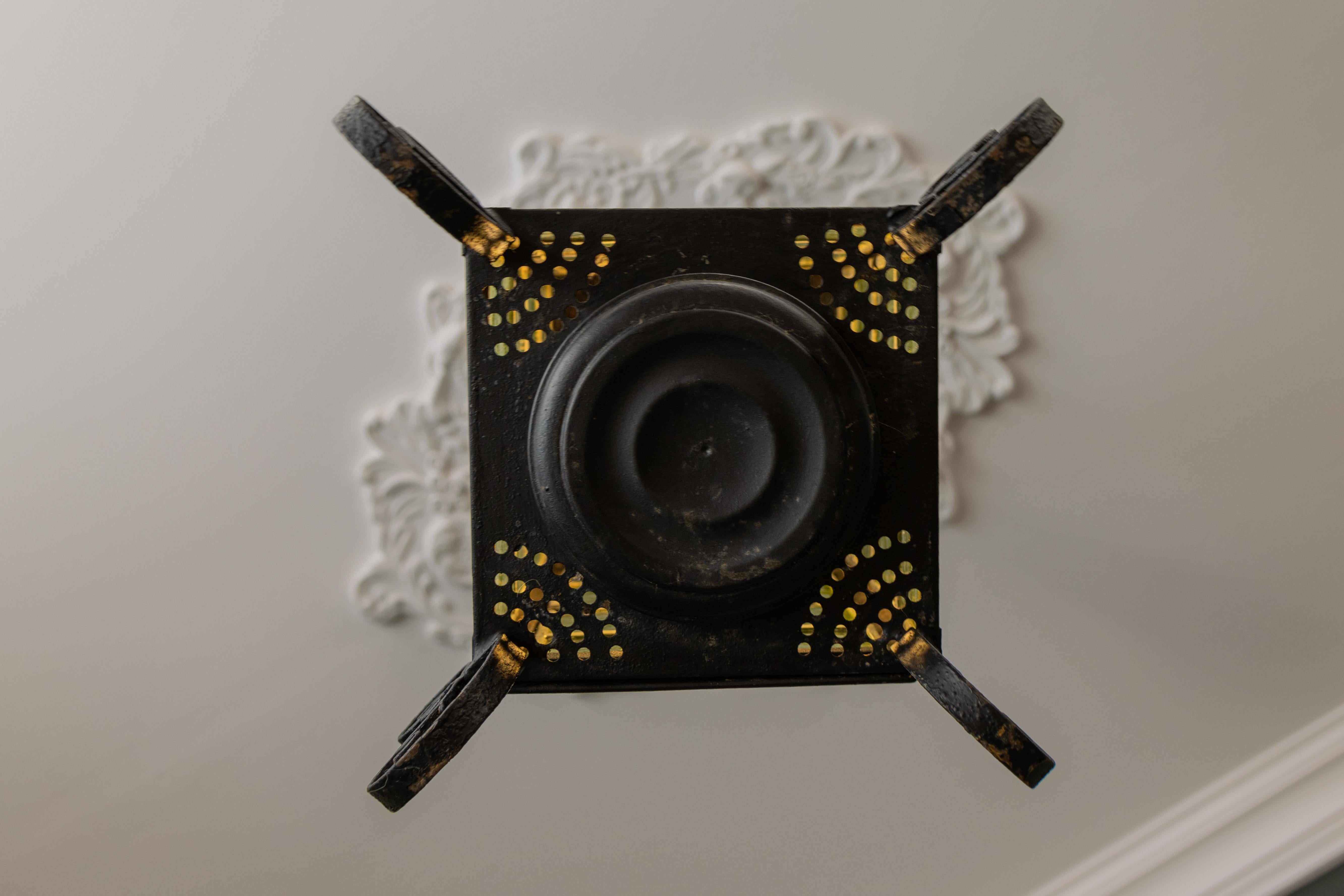 Lanterna a sospensione in vetro colorato e metallo in stile Art Nouveau, Germania, circa 1920 in vendita 4