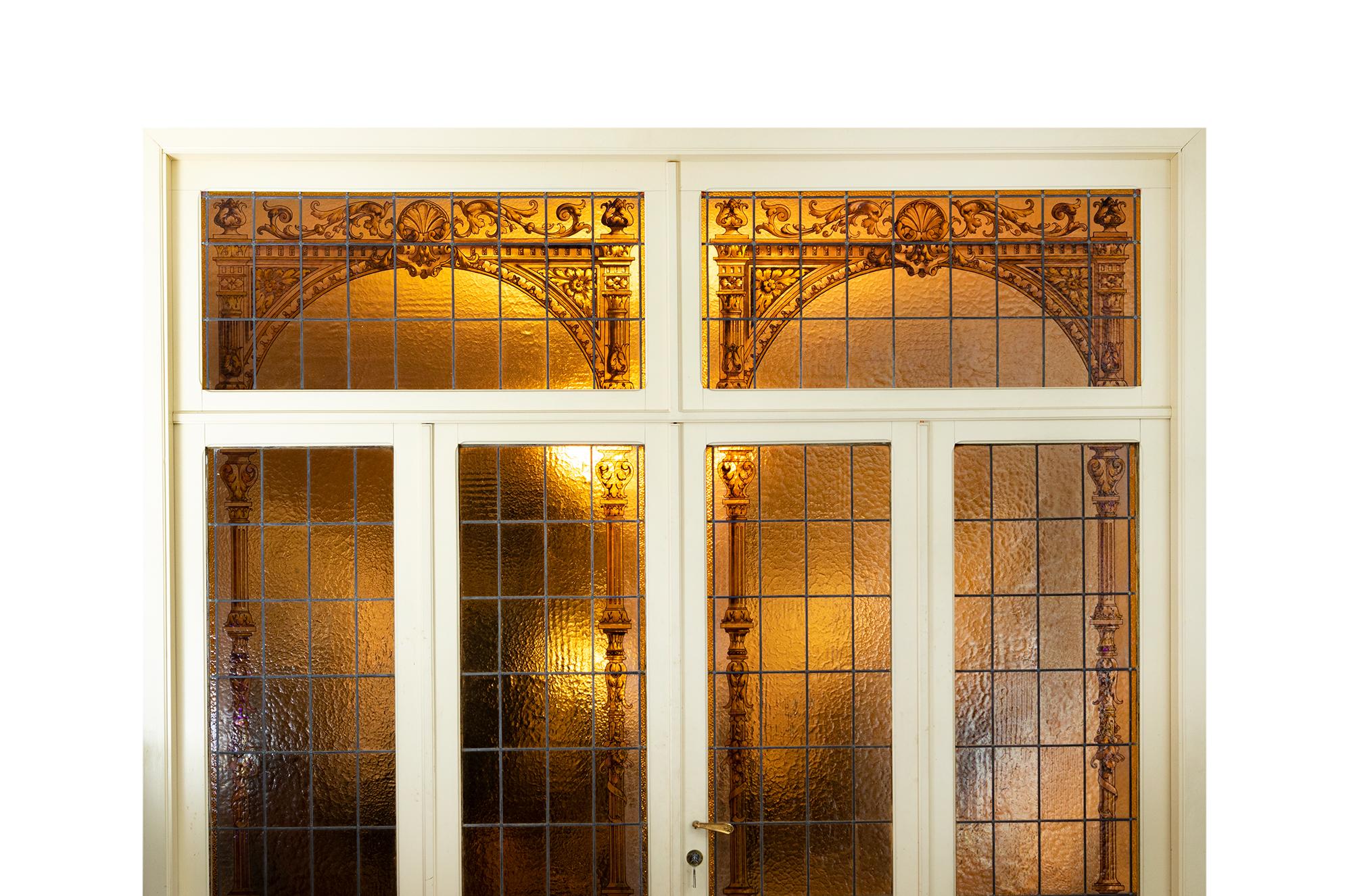 Art Nouveau Stained Glass Doors, Early 1900s, France In Fair Condition For Sale In Lisbon, PT