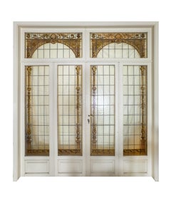 Art Nouveau Stained Glass Doors, Early 1900s, France