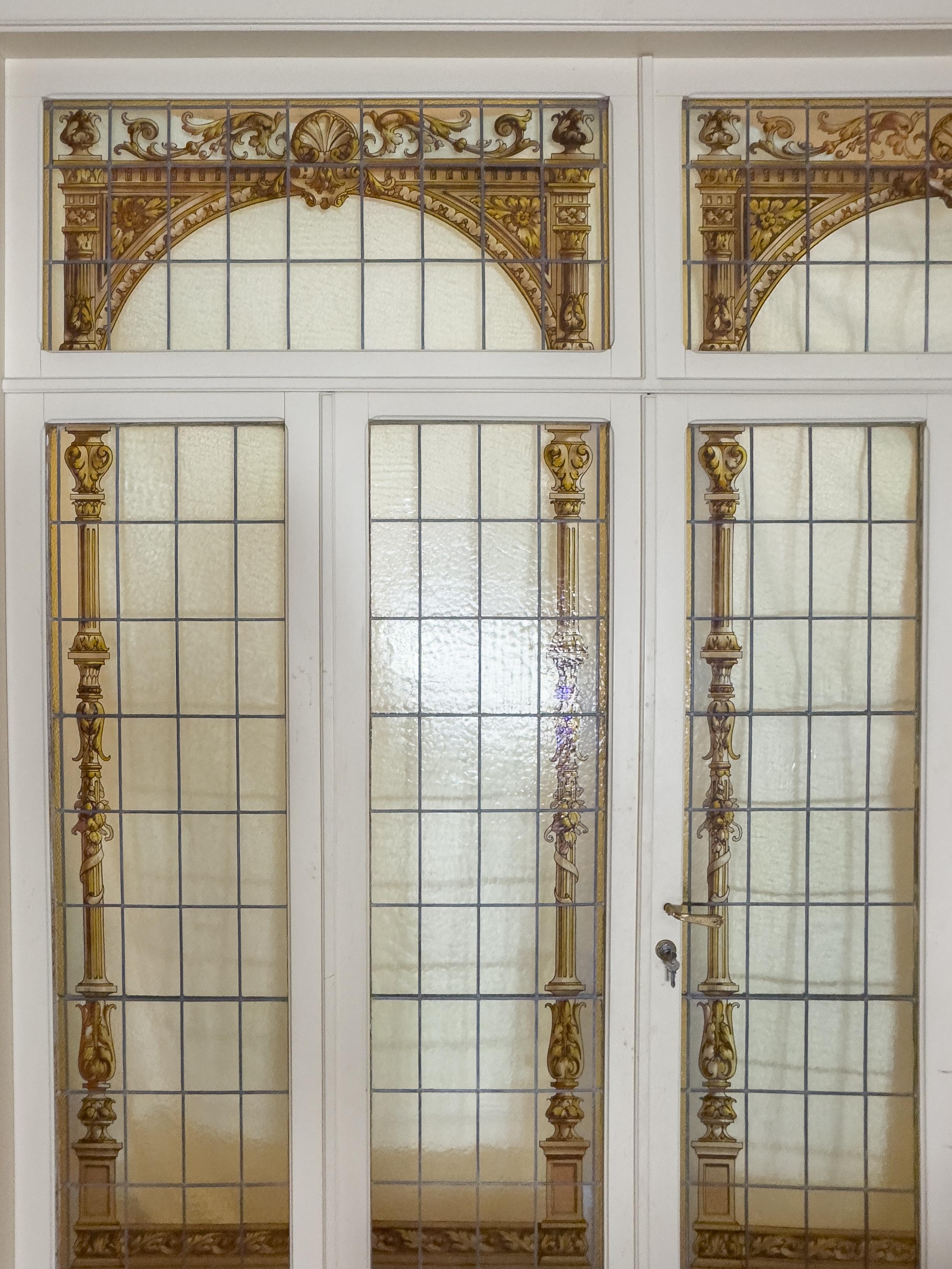 French Art Nouveau Stained Glass Doors, Early 1900s, France For Sale