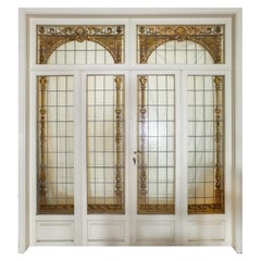 Art Nouveau Stained Glass Doors, Early 1900s, France