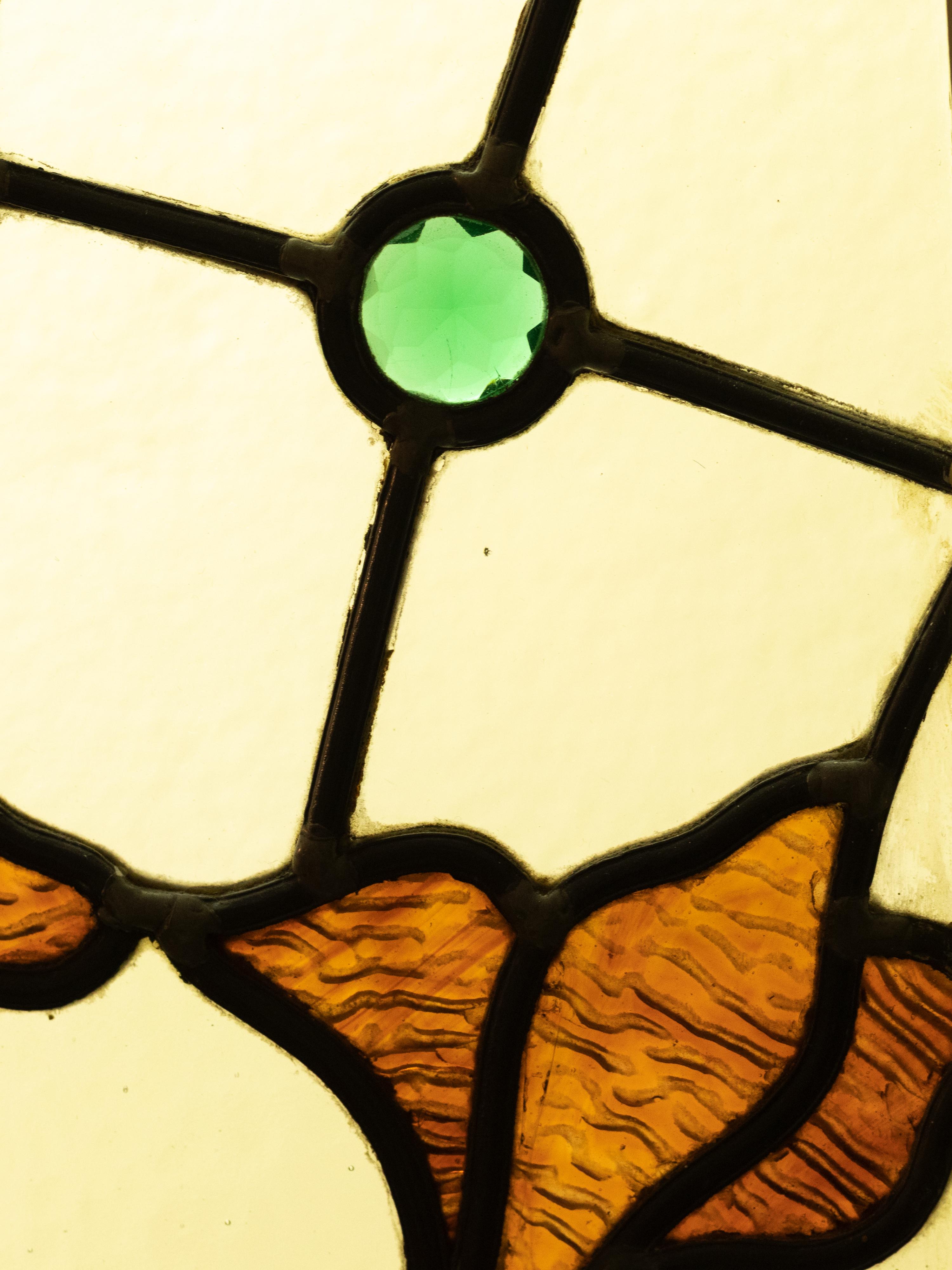 Metal Art Nouveau Stained Glass Panel Doors For Sale