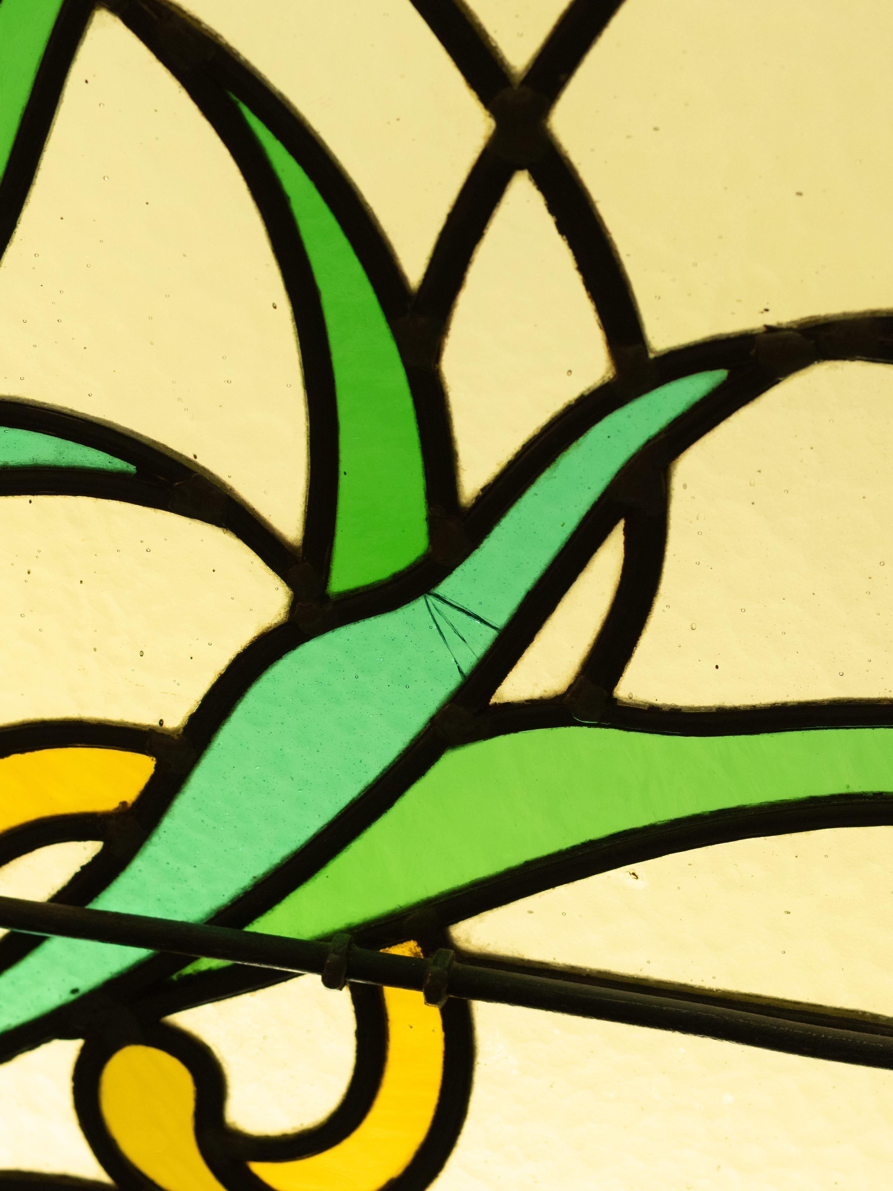 Porte con pannello in vetro colorato in stile Art Nouveau in vendita 7