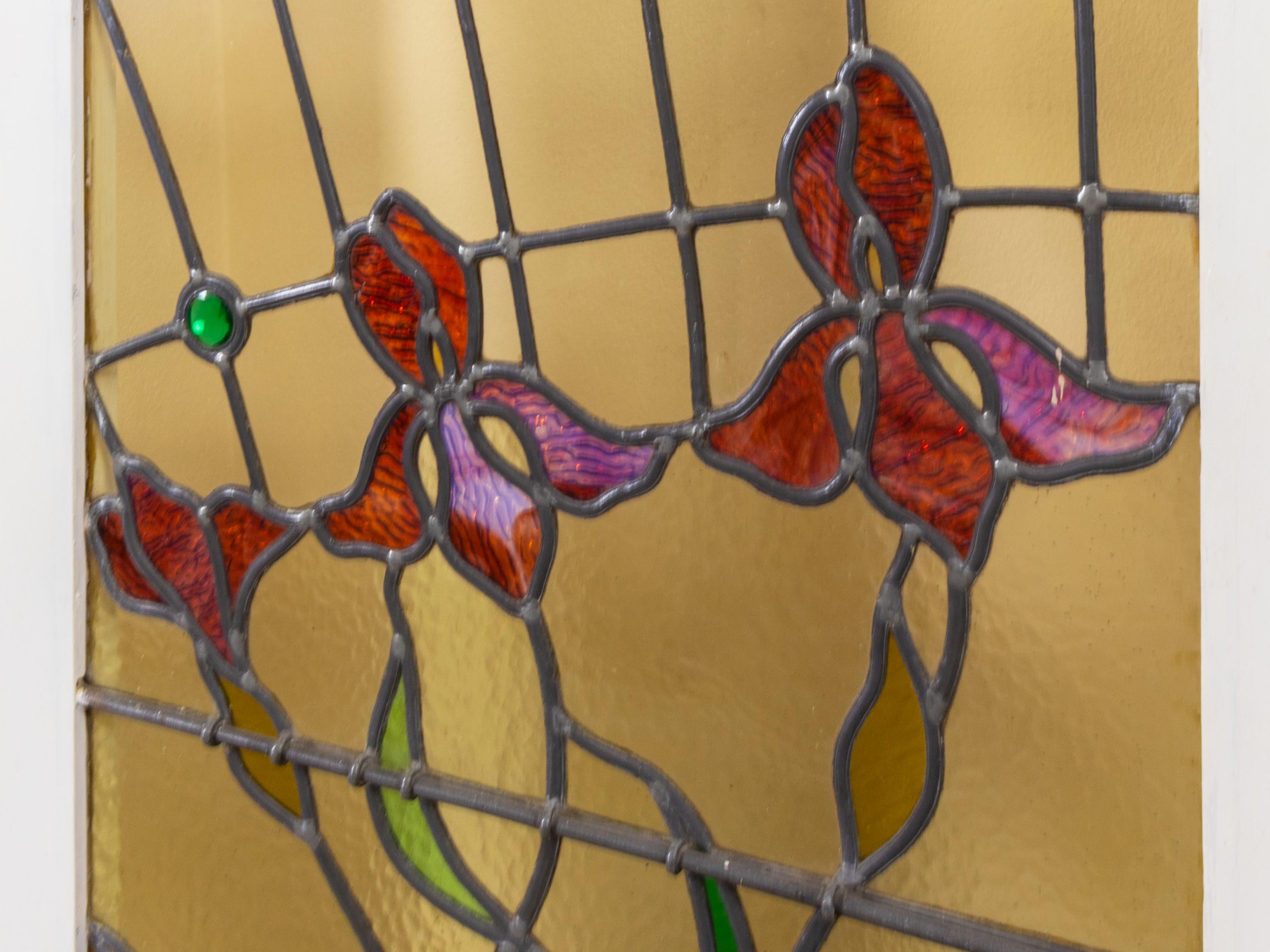 French Art Nouveau Stained Glass Panel Doors For Sale