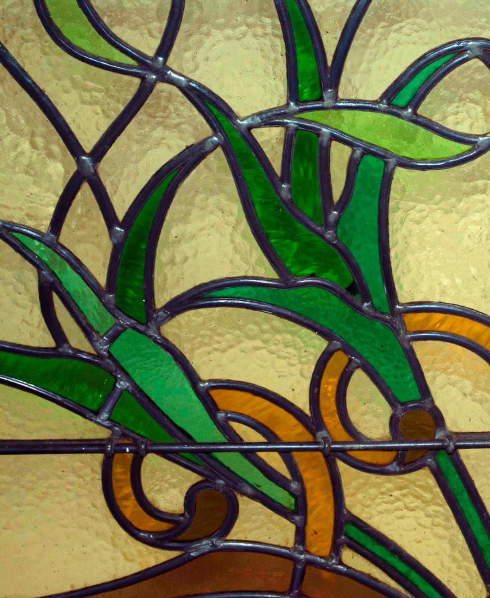 Metallo Porte con pannello in vetro colorato in stile Art Nouveau in vendita