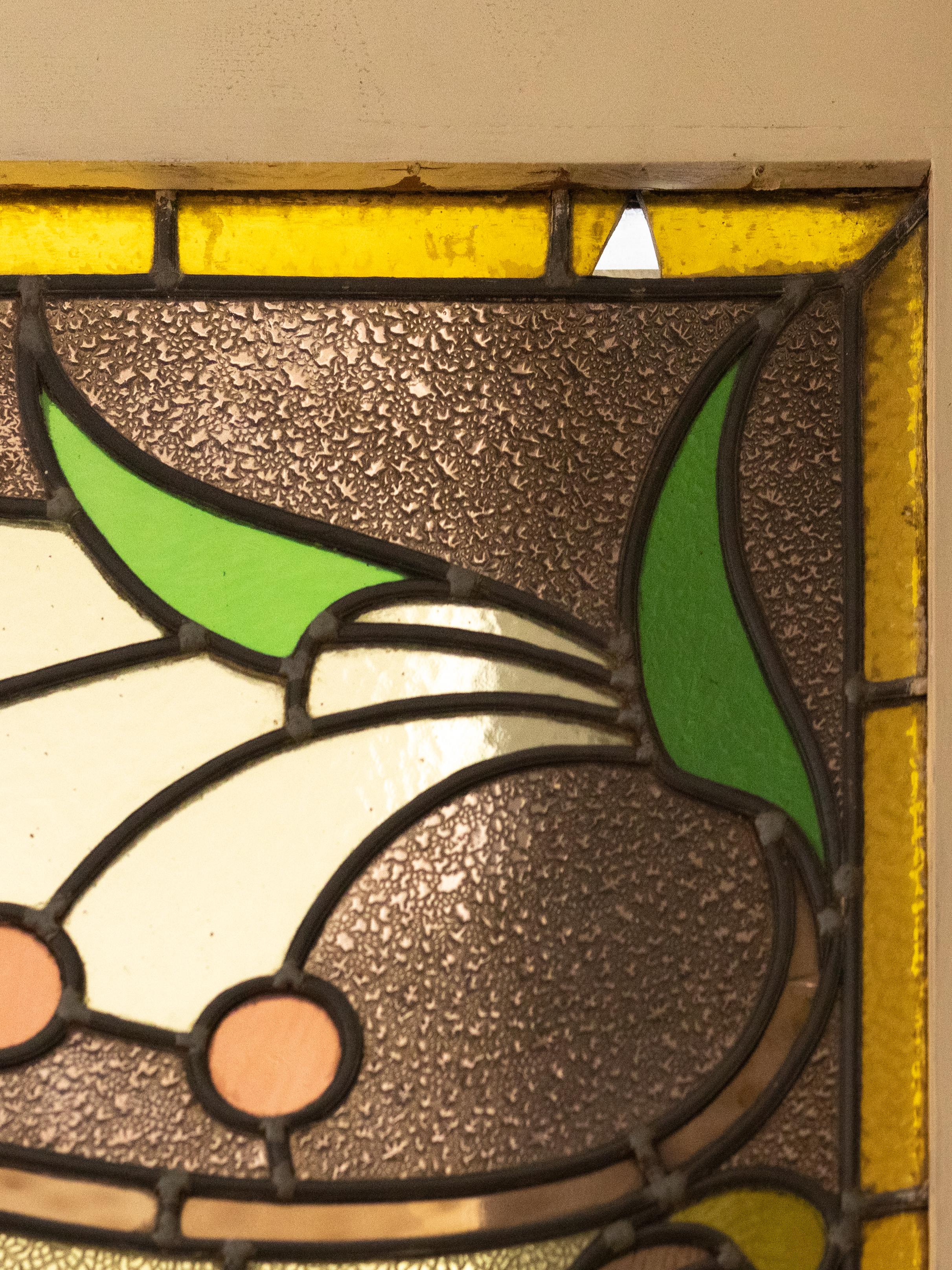 20th Century Art Nouveau Stained Glass Panel Doors For Sale