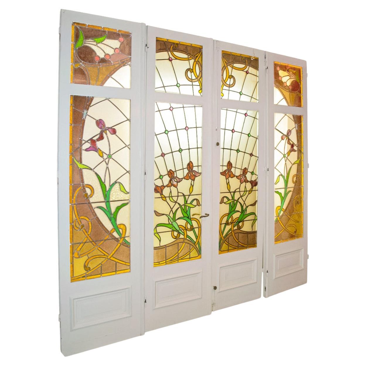 Art Nouveau Stained Glass Panel Doors