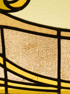 Art Nouveau Stained Glass Panel Doors, French, Brass & Wood, 1900-1916