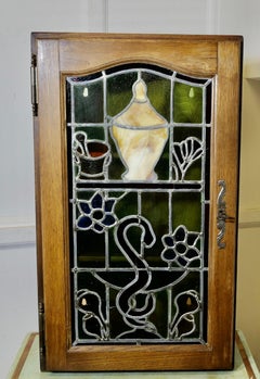 Art Nouveau Stained Glass Pharmacy or Bathroom Cabinet