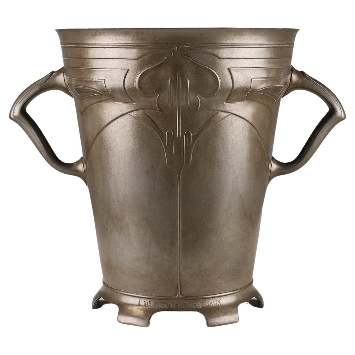Raffreddatore per vino o champagne in latta con timbro Art Nouveau, Belgio, 1906 in vendita