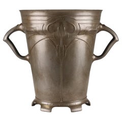 Raffreddatore per vino o champagne in latta con timbro Art Nouveau, Belgio, 1906