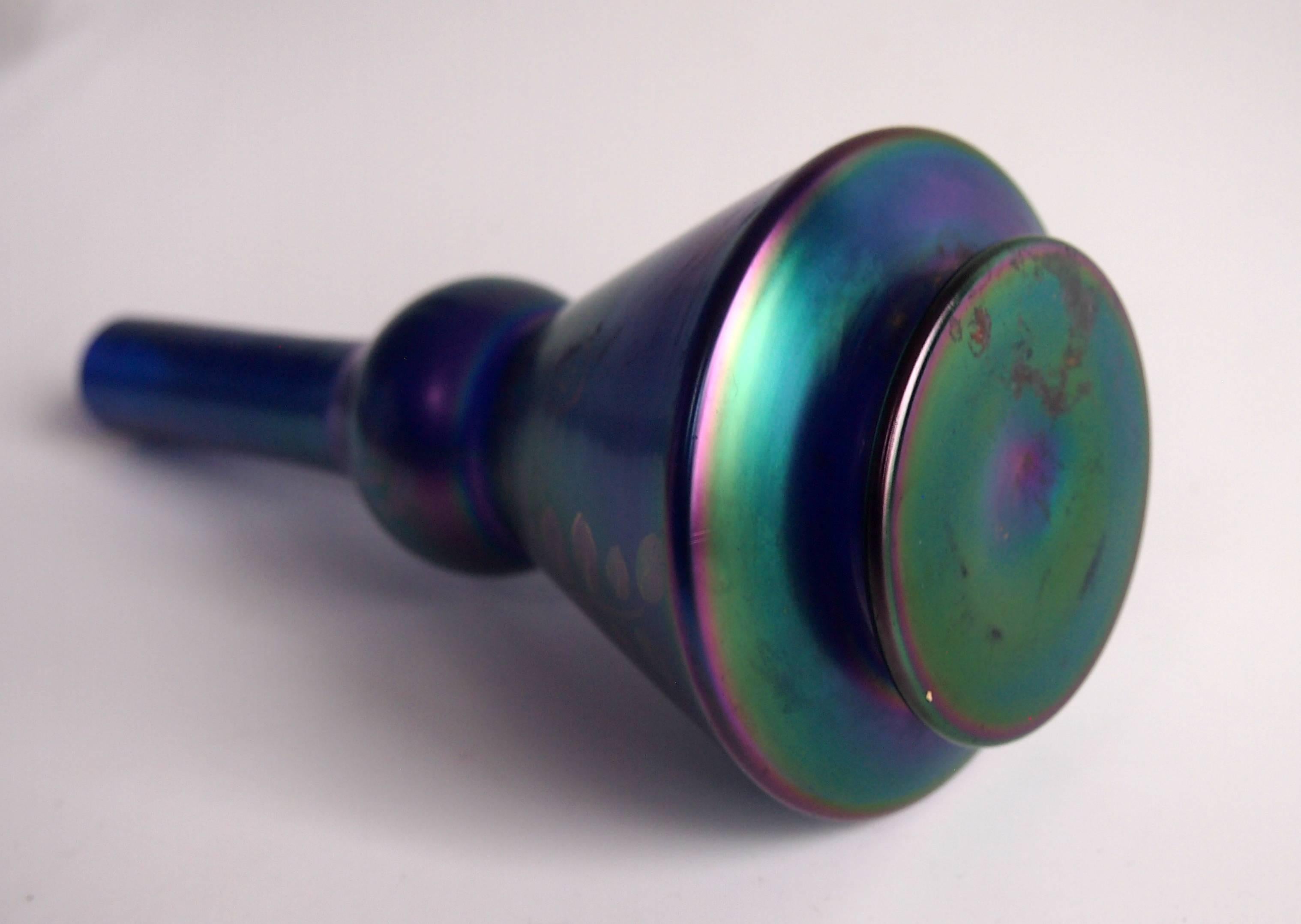 Début du 20ème siècle Vase en verre encré bleu Art Nouveau allemand Steigerwald ou Schliersee 1905 en vente