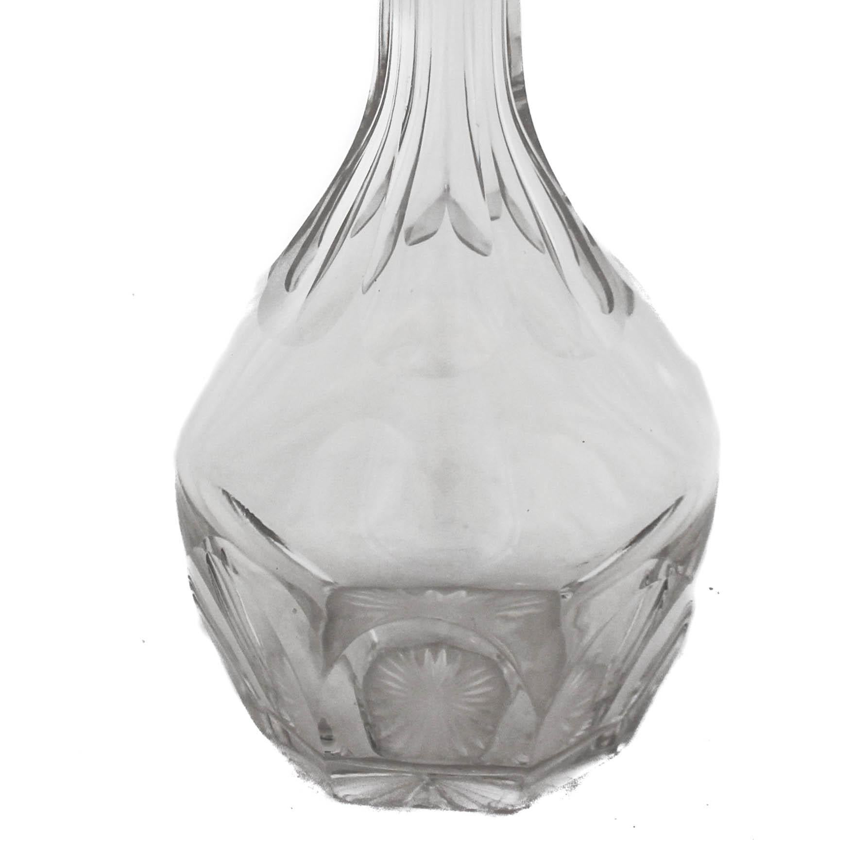 American Art Nouveau Sterling and Crystal Decanter For Sale