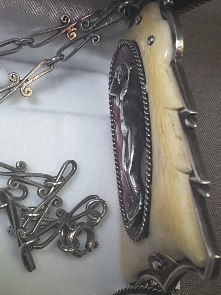 Art Nouveau Sterling and Enamel "Albert Holbein" German Pendant