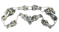 Art Nouveau Sterling Figural 8 Piece Belt by William B. Kerr Silver Company