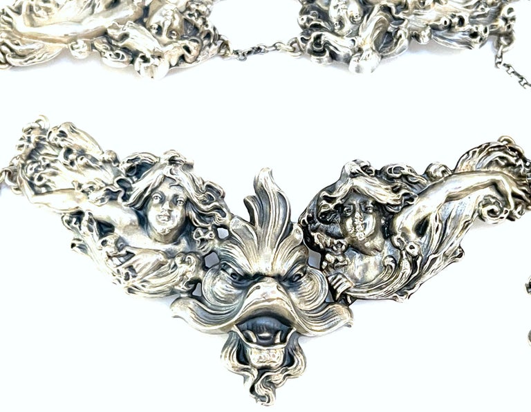 Art Nouveau Sterling Figural 8 Piece Belt by William B. Kerr  display picture 1