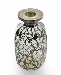 Art Nouveau Sterling Overlay Glass Bottle, Early 20th Century