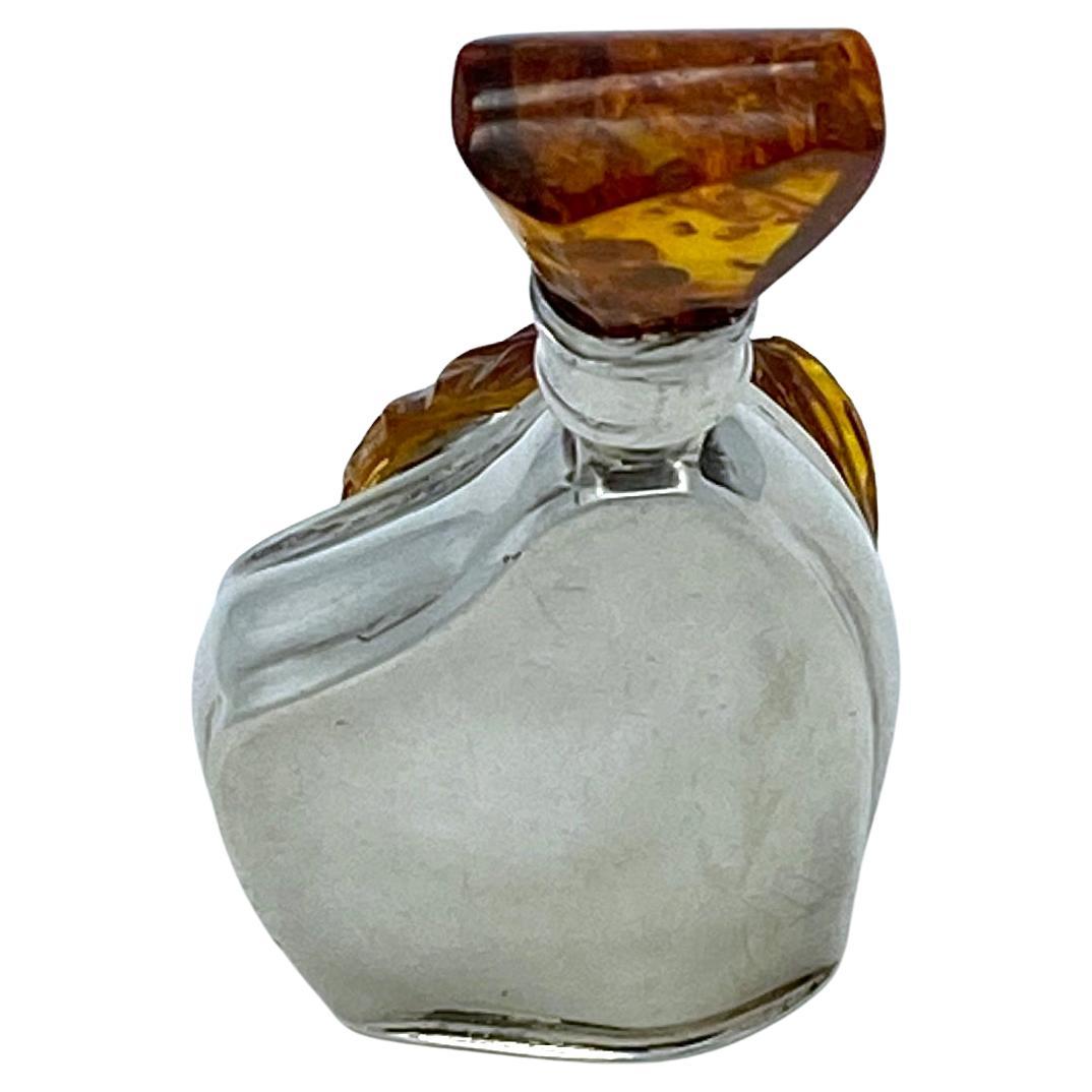 Non taillé Bouteille de parfum en argent sterling Art Nouveau avec ambre en vente
