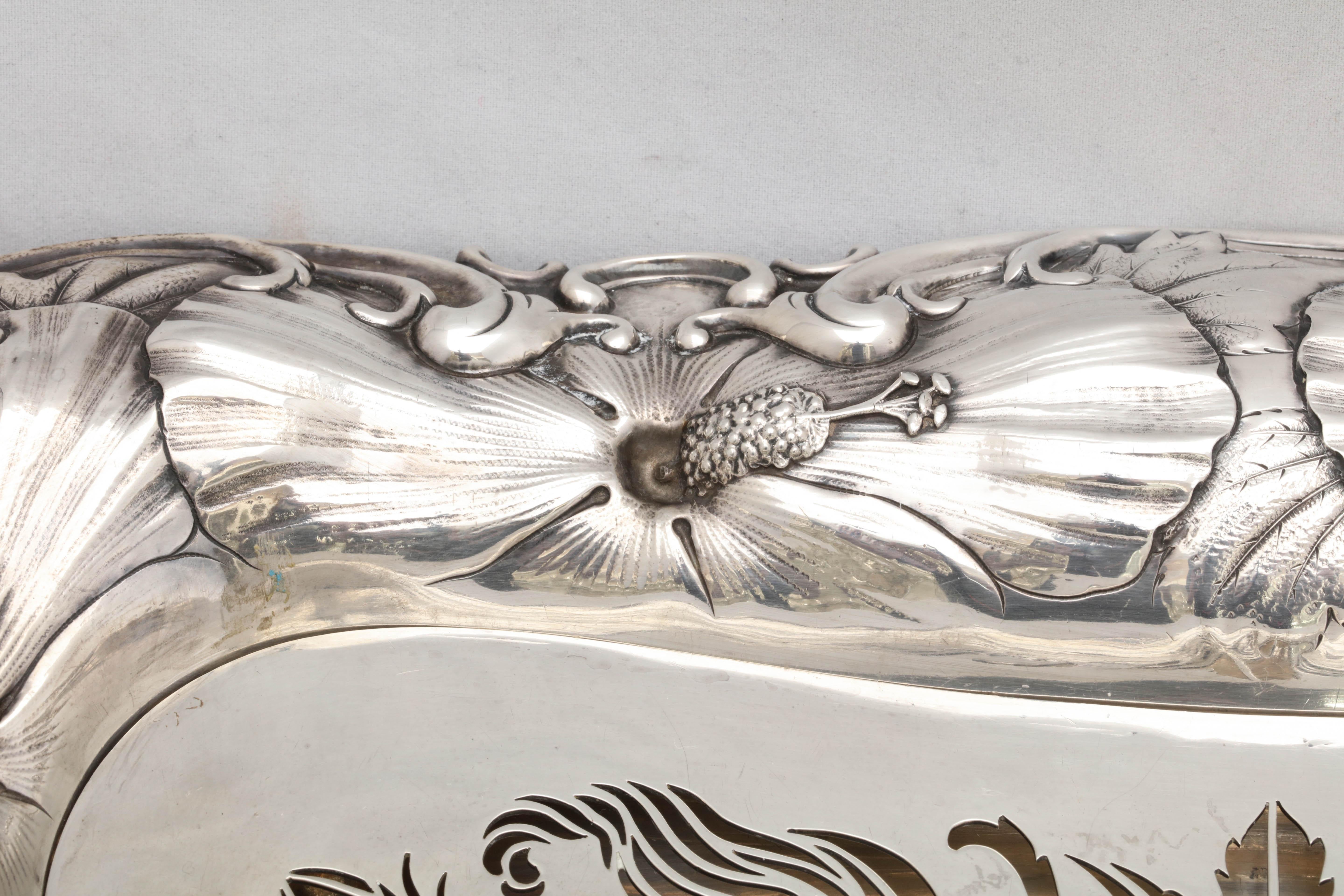Art Nouveau Sterling Silver Asparagus Dish with Matching Sterling Silver Liner 1
