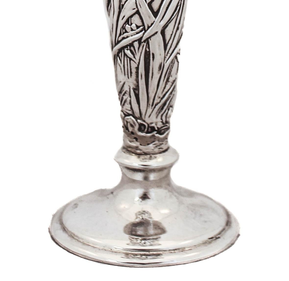 Art Nouveau Sterling Silver Bud Vase In Excellent Condition In Brooklyn, NY